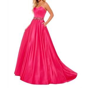 NEW RACHEL ALLAN satin ball gown in fuchsia
